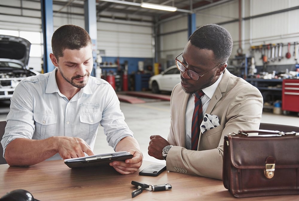 business owner & appraiser working together