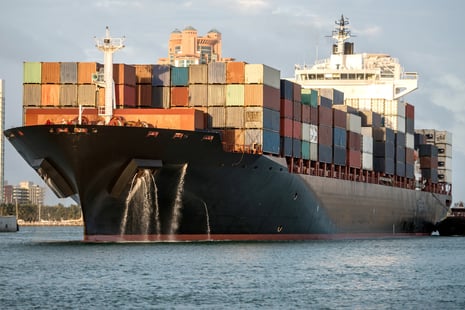 Trade boat at the port of Miami